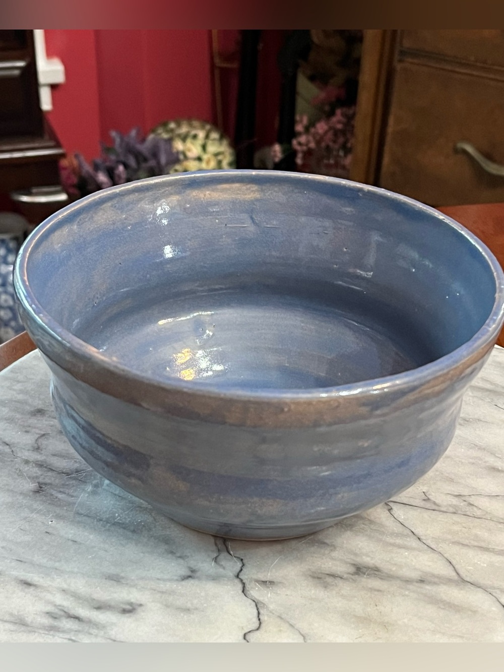 Mid Century 1977 Donatelli Signed Hand-Thrown Ceramic Bowl –Periwinkle Blue